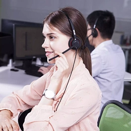 VoiceXpert VXH-550DM, гарнитура для колл-центра с активным шумоподавлением (USB-A, 4 кнопки, 2 динамика, MS)﻿